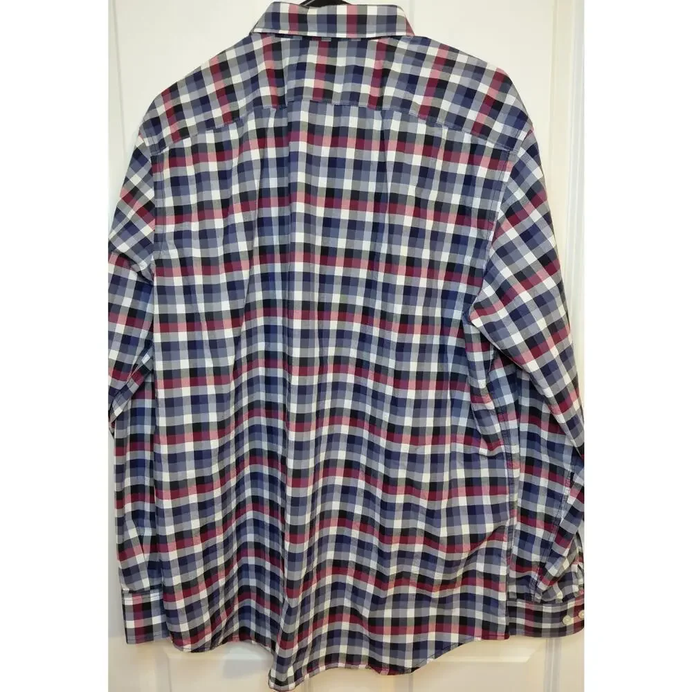 Banana Republic Soft Wash Standard Fit Plaid Button Up Shirt Mens L Blue Preppy